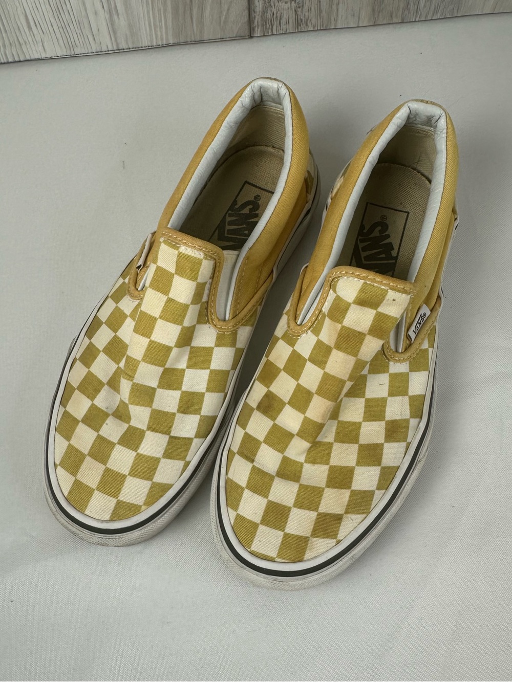 Vintage Vans Slip-On Checkerboard Sneakers in Mustard Yellow